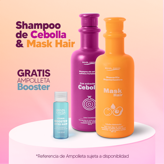 Kit Capilar Cebolla 500ml + Mask Hair 500ml – ¡Incluye Booster Potencializador Gratis!