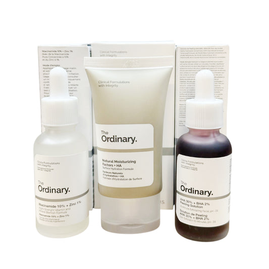 Trío The Ordinary Niacinamide 10% + Zinc 1%(30ml) + Natural Moisturizing Factors + HA +AHA 30%(30ml) + BHA 2% Peeling Solution(30ml)
